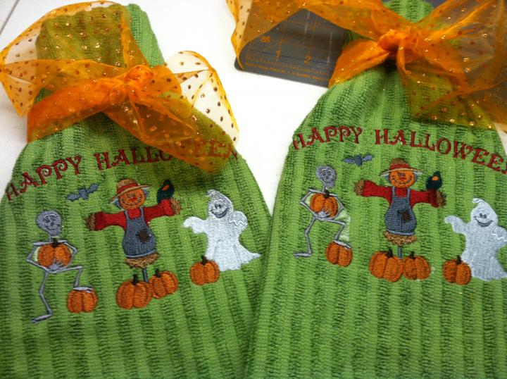 Halloween Embroidered Dishtowels